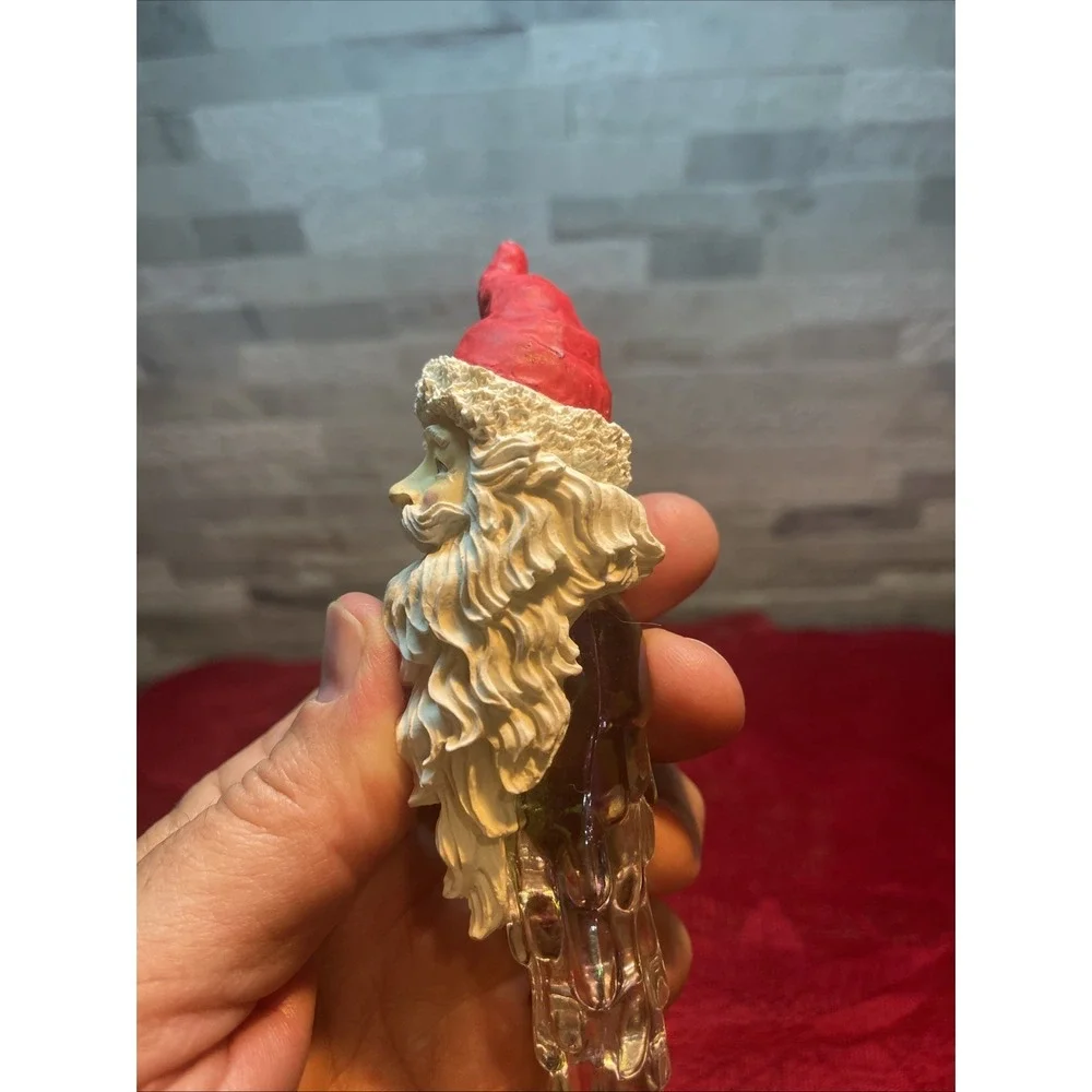 Vintage‎ Santa Crystal Look Icicle Christmas Tree Ornament Santa Face Icicle